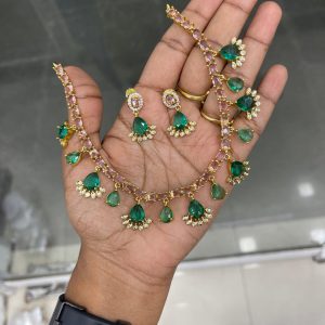 PREMIUM GOLD REPLICA SUPERB NECKSET MF5286 (INV) – Pink with green