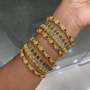 BRIDE BANGLE COMBO MF5295 – COIN BANGLE – SIDE BANGLE LAKSHMI RUBY GREEN