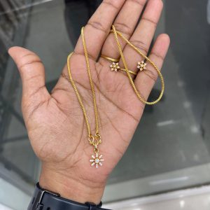 18” CHAIN DIAMOND PENDANT  – WITH FREE EARING MF5214