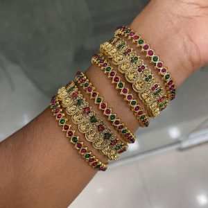 BRIDE BANGLE COMBO MF5295 – COIN BANGLE – SIDE BANGLE RUBY GREEN PLAIN