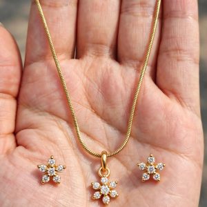 18” CHAIN DIAMOND PENDANT  – WITH FREE EARING MF5214