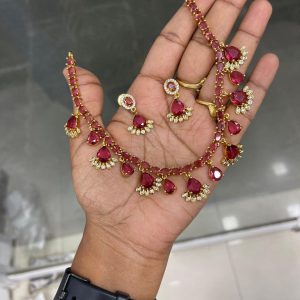 PREMIUM GOLD REPLICA SUPERB NECKSET MF5286 (INV) – RUBY