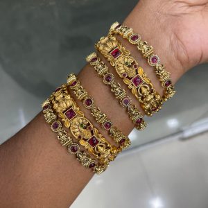 BRIDE BANGLE COMBO MF5295 – Peacock SQUARE – SIDE BANGLE LASKHMI CIRCLE RUBY
